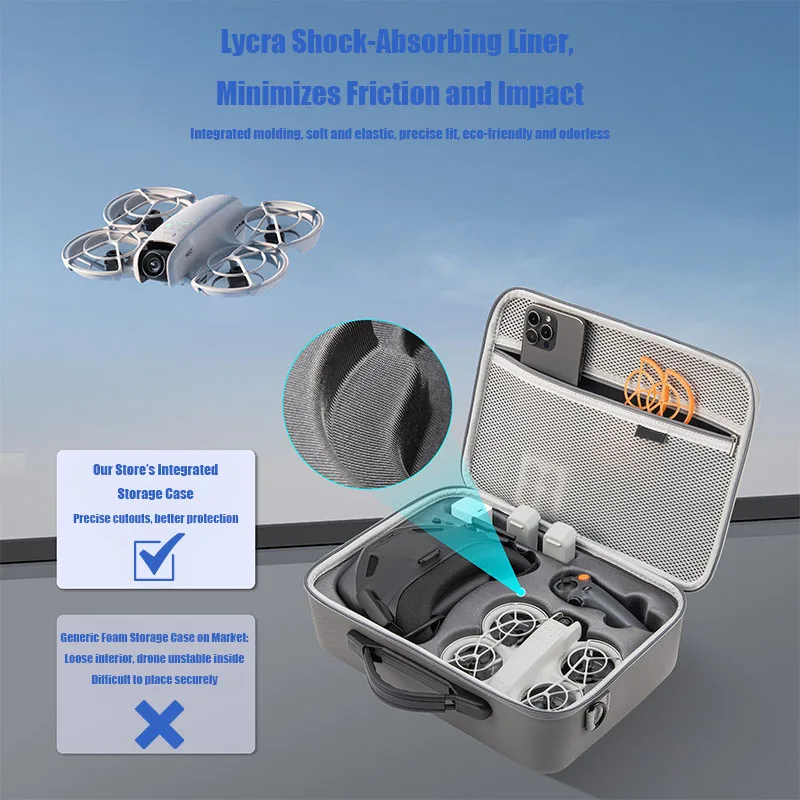 VOLODYMYR Borsa combinata antiurto con tracolla protettiva per drone con guscio rigido di grande capacità per occhiali DJI NEO/DJI N3