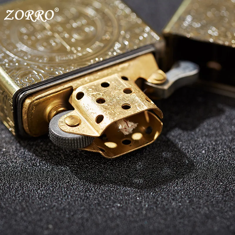 New Zorro 912 Retro High End Waterproof Sealed Armor Constantine Kerosene Lighter 3/5 Hinge Metal Petrol Lighter Men\'s Gift