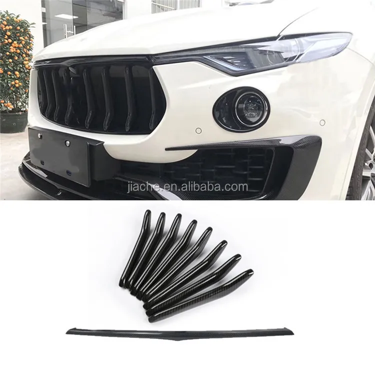 Carbon Fiber Front Grill Trim Strips Grille Decoration Cover Frame For Maserati Levante 2016-2019 9PCS/Set Car Styling