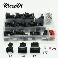 1 Box 77 Pcs 2 3 4 Pin AMP Waterproof Fuel Lnjector Wiring Plug Female Connector EV1 Junior Power Timer JPT 282189-1 282191-1