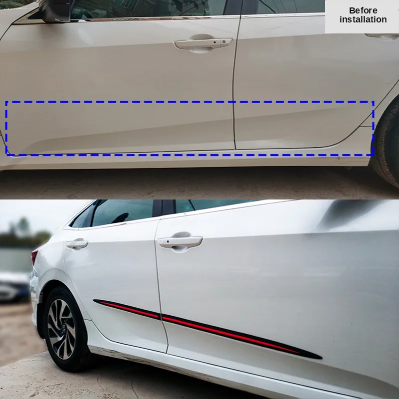 Car Sticker 75CM-60CM Lengthen Body Anti-scratch Decorative Decal Full Black Car Side Door Edge Guard Protection Soft Strip