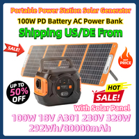 With Solar Panel 100W 18V A301 230V 320W Portable Power Station 292Wh/80000mAh Solar Generator 100W PD Battery AC Power Bank