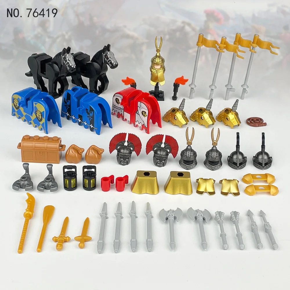 

Knights People Mini Action Figures Accessories Medieval Weapons Armor Swords Horse Castle Shield MOC Building Blocks Brick