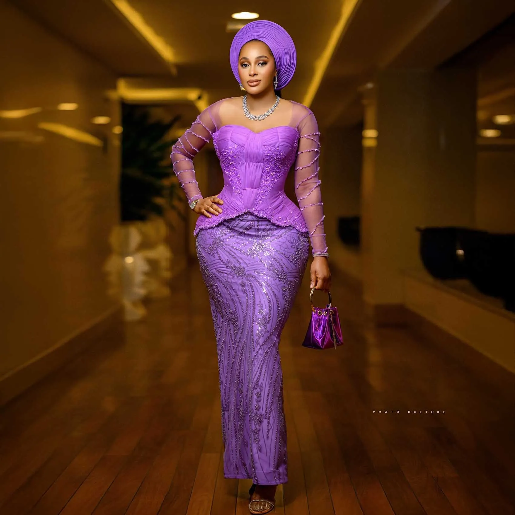 

Новое поступление, фиолетовое кружевное платье с бисером на день рождения, африканское свадебное платье с длинными рукавами, нигерийское свадебное платье, платья Aso Ebi