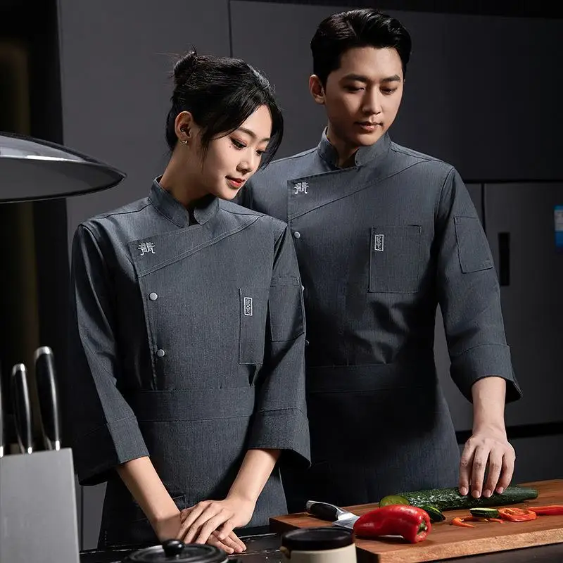 Uniforme de Chef de Manga Corta Grueso para Hombre, Ropa de Cocina para Hotel, Absorbente de Sudor, Prenda Superior para Uso en Oficina