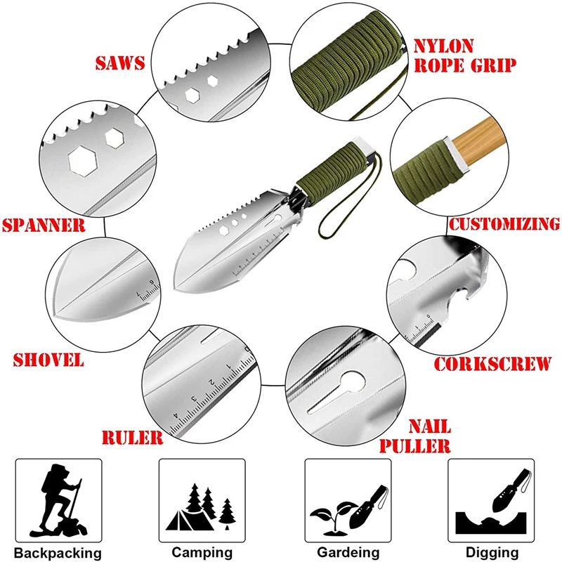 Imagem -05 - Jardim Shovel Spade Outdoor Multi Tool Weeder com Sawtooth Chave Hex Régua Escavando Espátula Faca Jardinagem Bonsai pá Mão
