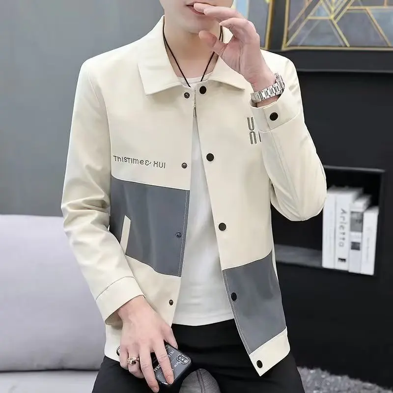 

New 2023 Men's Casual Jaet with Waistcoat Design Faionable Outerwear for Youth Polyester Long Sve Slim Fit Autumn Spring