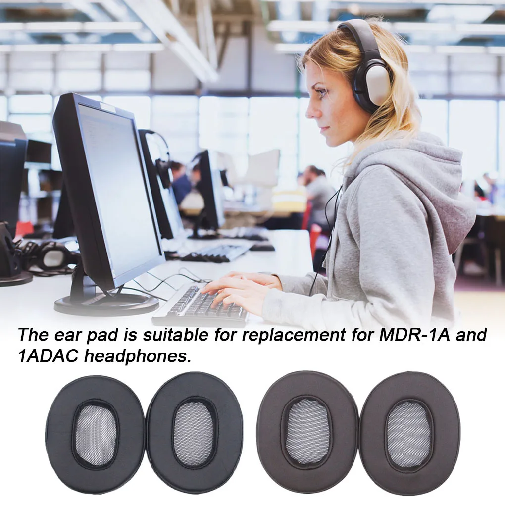 Almofadas para fones de ouvido, substituição montada na cabeça para MDR-1A marrom