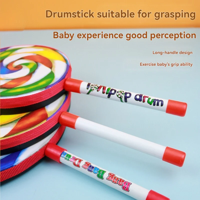 Educational Toddler Lollipop Hand Drum – Colorful Music Rhythm Instrument with Candy Drumsticks