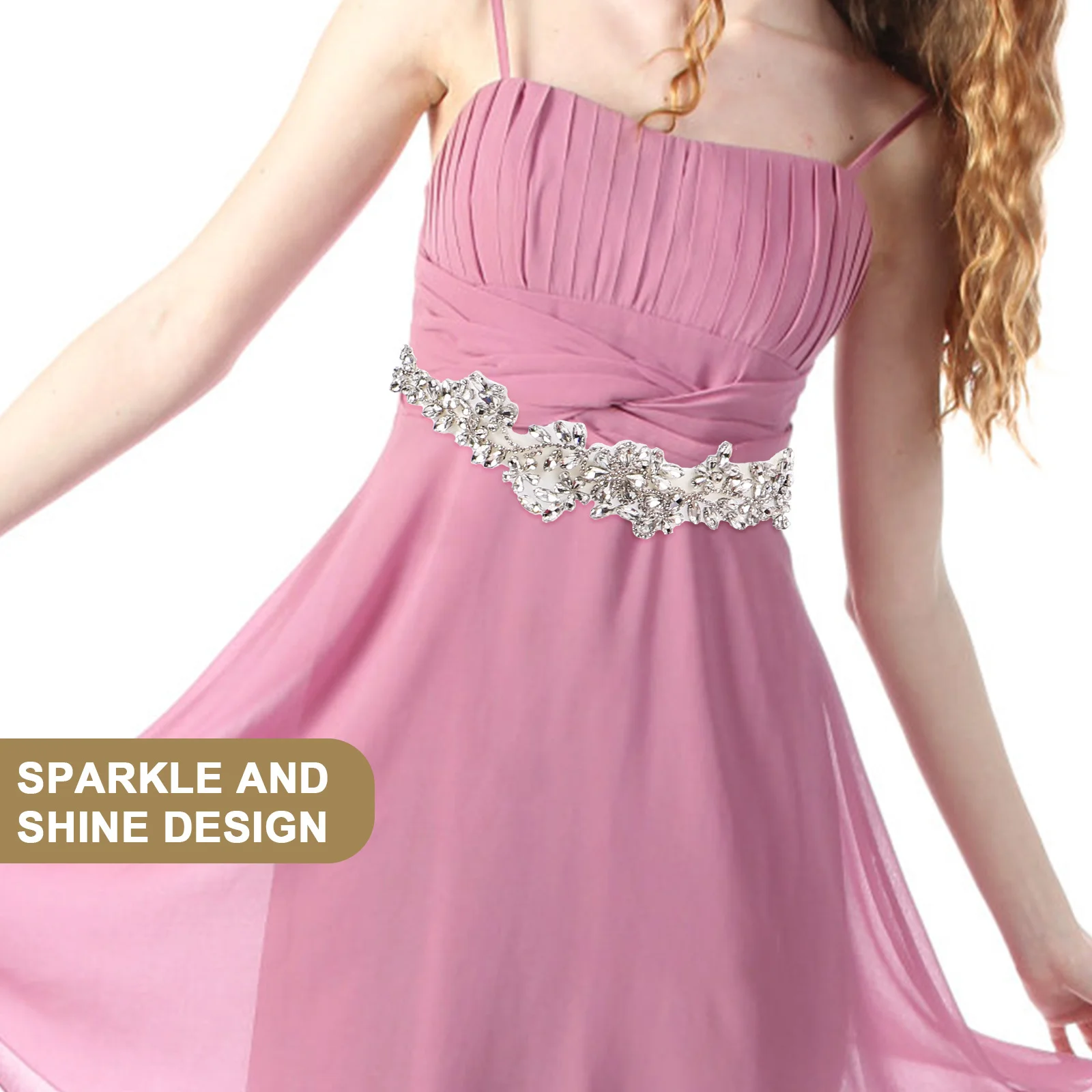 

Bridal Belt Rhinestone Sparkling Wedding Dress Sash Elegant Bridal Accessory for Wedding Gown Formal Occasion Flower Sash Belt