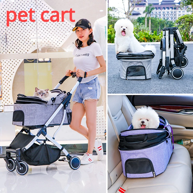 

Dog Stroller Split Car Pet Cart Hand Cart High End Pet Cradle One Click Collection Dog Stroller Small Medium-sized Cat Cart