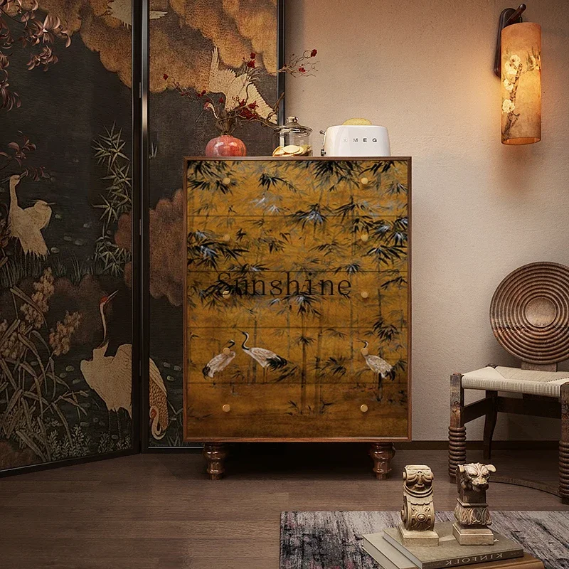 

New Chinese solid wood chest of drawers multi-functional chest of drawers