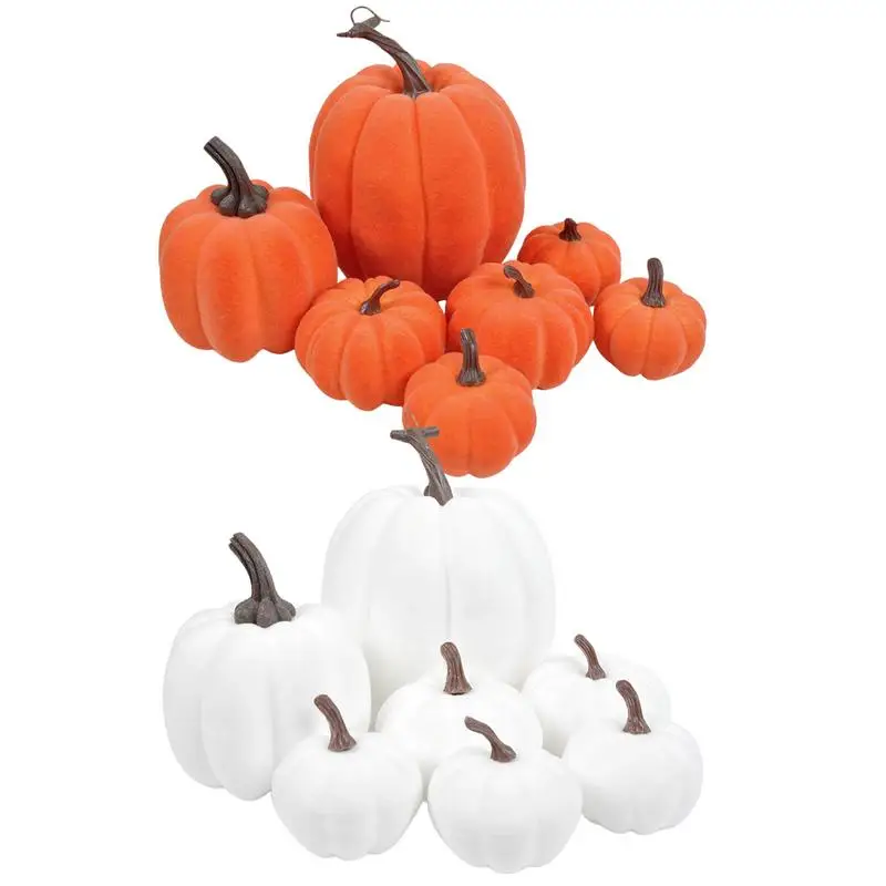 Realistic Fall Pumpkins 7pcs plush Festival Table Decor Indoor Thanksgiving Fall ornaments diverse sizes Pumpkins decor for home