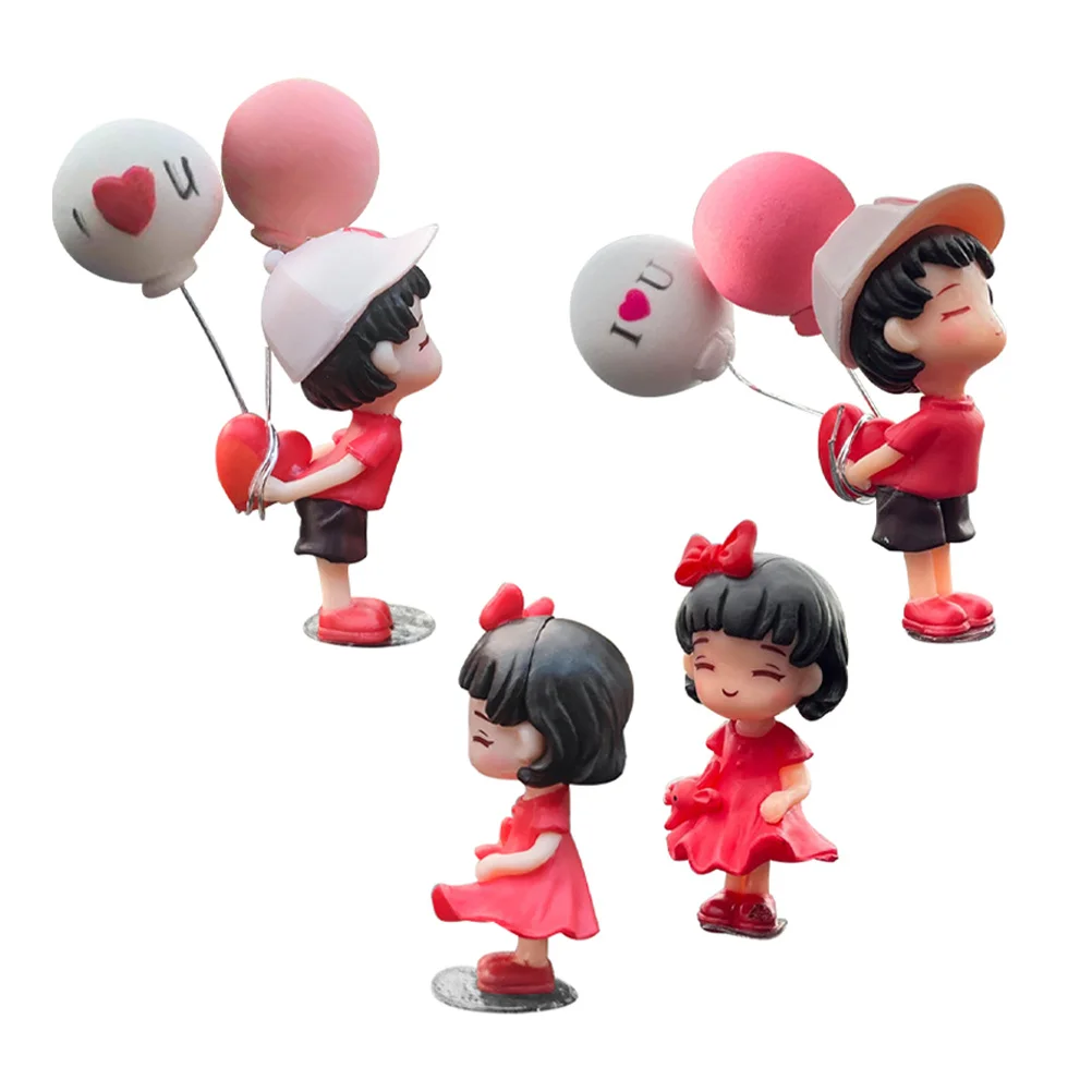 

2pcs Cute Kissing Couple Ornament For Dashboard Electric Vehicle Resin Interior Decoration Accessories Dashboard Decor
