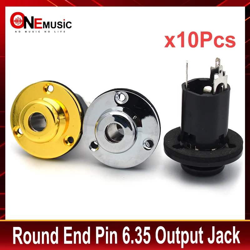 

10Pcs Brass Round End Pin Style 6.35 output Jack for Brass Acoustic Guitar Ukulele Equalizer EQ Pickup output