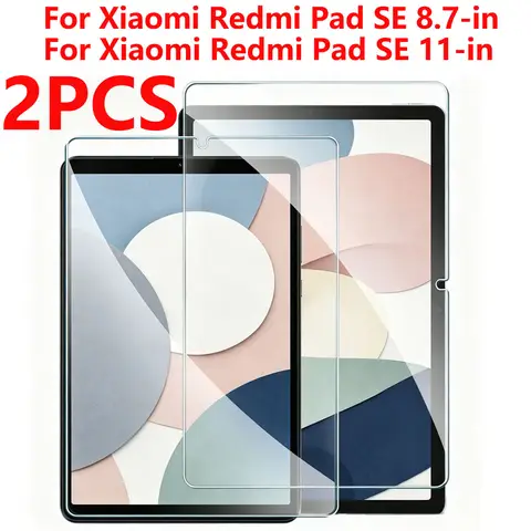 2 Pieces Tempered Glass Screen Protector for Xiaomi Redmi Pad Se 11 8.7 inch 2023 2024 Clear Glass Tablet 9H Protective Film