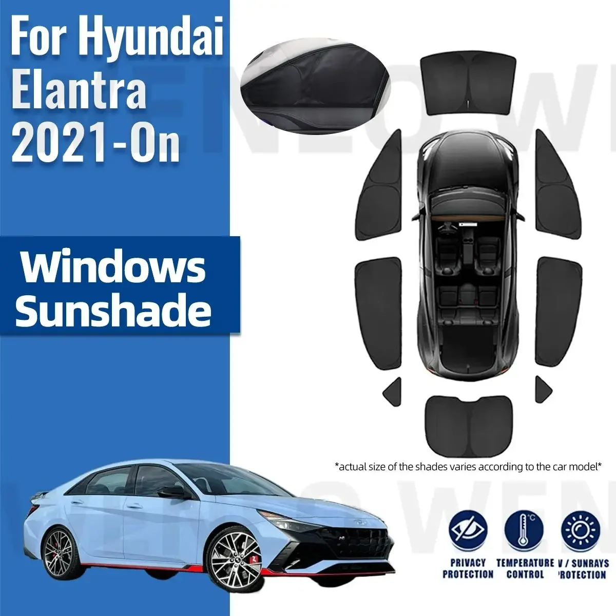 

For Hyundai Elantra Avante CN7 2021 2022 2023 2024 Full Cover Car Sunshade Front Rear Windshield Curtain Window Sun Shade Visor