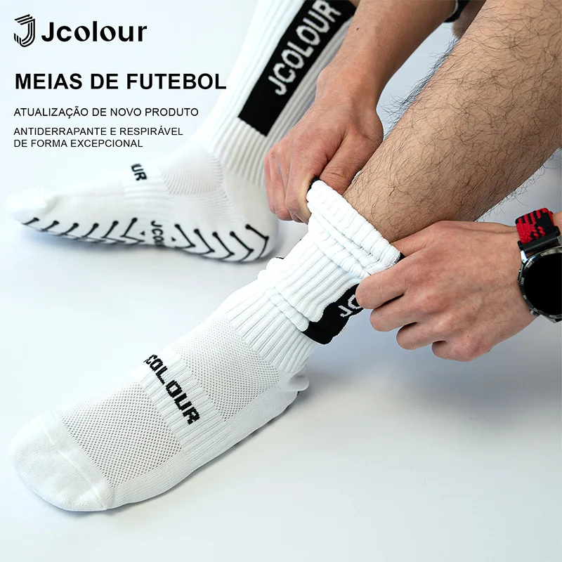 3 Pares, Meias esportivas profissionais com estampa de letras JCOLOUR, Meias grossas de ciclismo, Meias elásticas de treinamento
