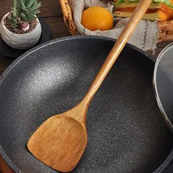 Long Wooden Cooking Rice Spatula Scoop Kitchen Utensil Non-stick Hand Wok Shovel