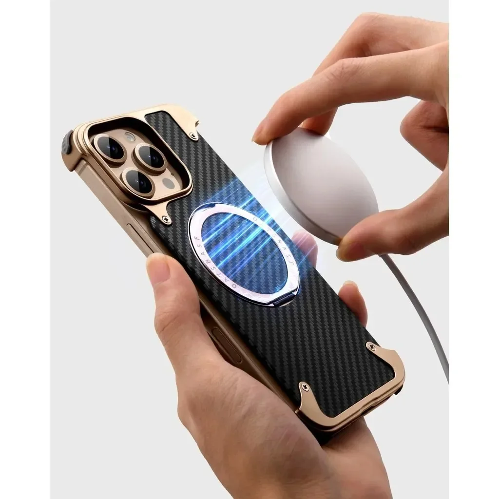 

Metal Phone Case for iPhone 16 Pro Max, Protective Shock Absorption, Aerospace Grade Shells with 360 ° Rotating Kickstand