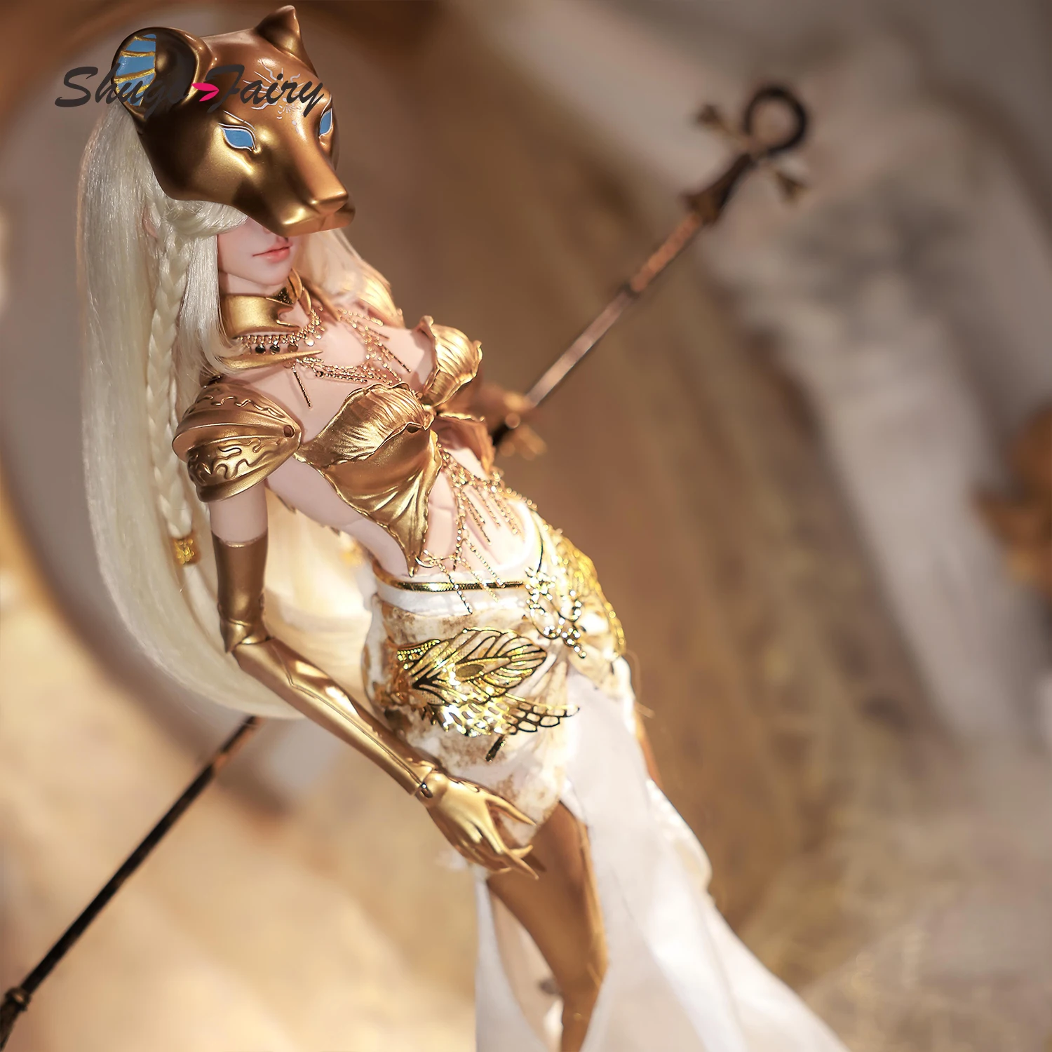 ShugaFairy 1/4 BJD Mrowen FullSet B Egyptian Mythology Series War Goddess Resin Golden Armor Art Doll Ball Jointed Doll view 2