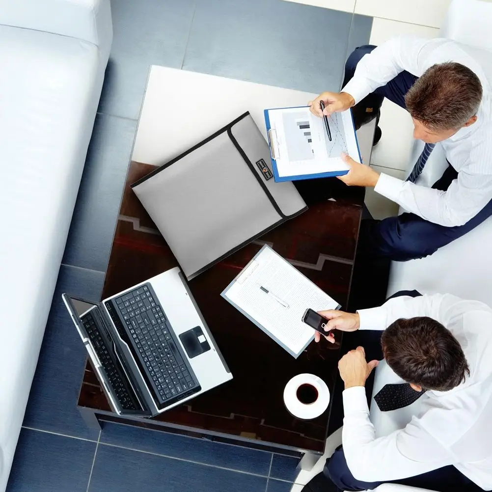 Fireproof File Bag Waterproof Document Storage Folder 1000 Degree Silicone Glass Fiber Cloth Multifunctional Pouch For Men Women