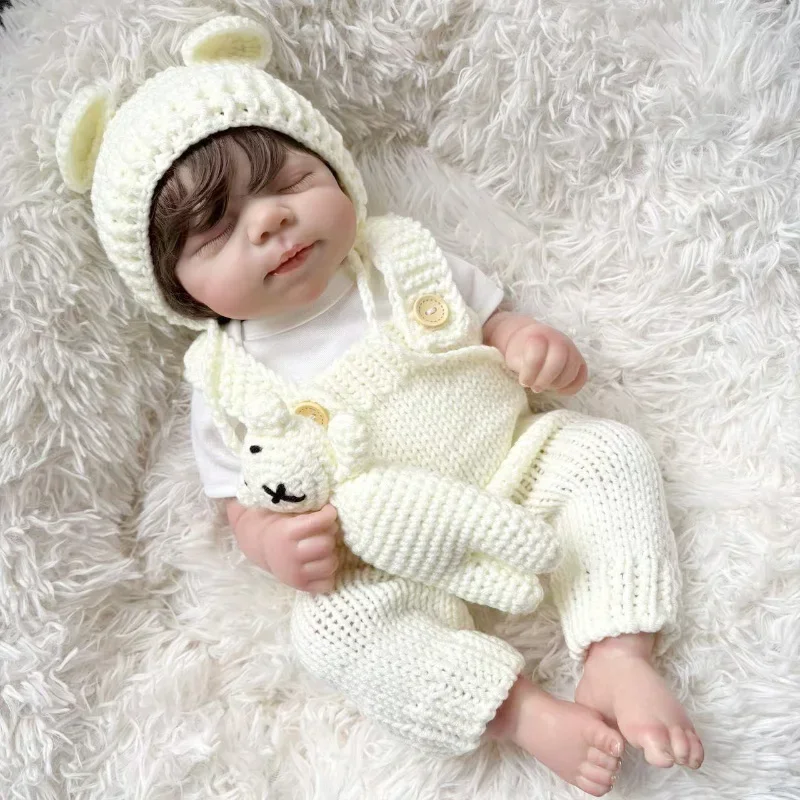 パスカル 19インチ スリーピング フルビニールボディ リボーンドール 本物そっくりの新生児 多層塗装 3Dスキン 手植えの髪
