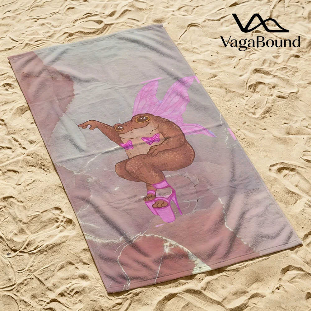 

Fairy Frog in Heels Luxury Beach Towels Crafted from Combed Cotton Plush and Absorbent Beach Towel or Pool Towels
