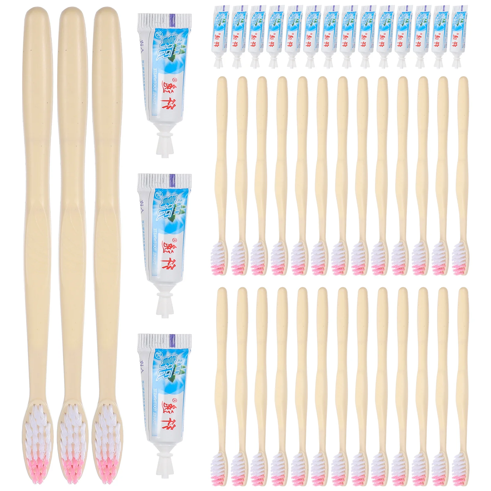 100 Pcs Hotel Accessories Hotel Individual Portable Individually Wrapped Manual With Toothpaste Plastic Travel Toothbrush