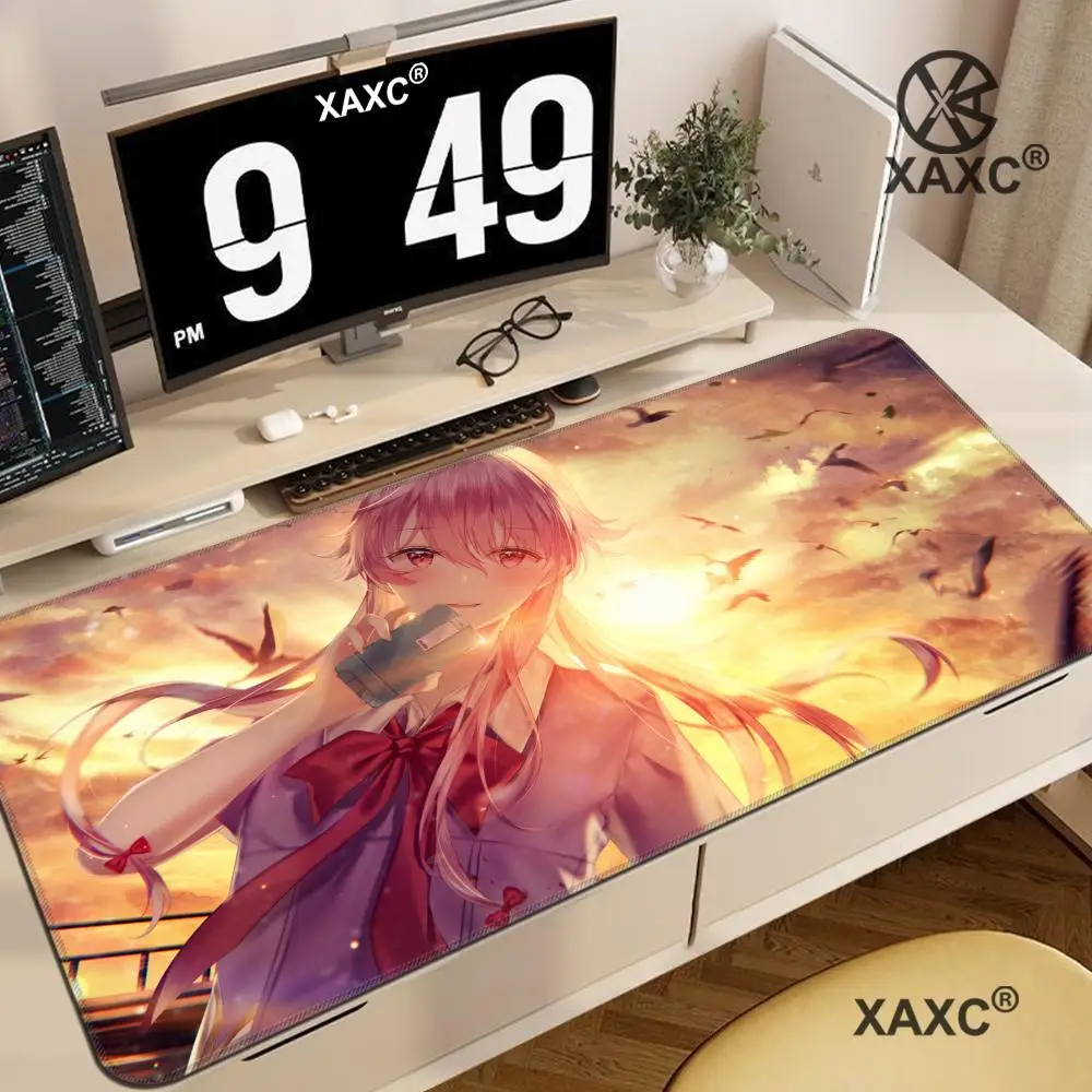 Anime Girl M-Mirai N-Nikki F-Future D-Diary Mouse Pad Large Keyboard Mouse Desk Pad XXL Non-Slip Rubber Gaming Mouse Pad HYBXXC