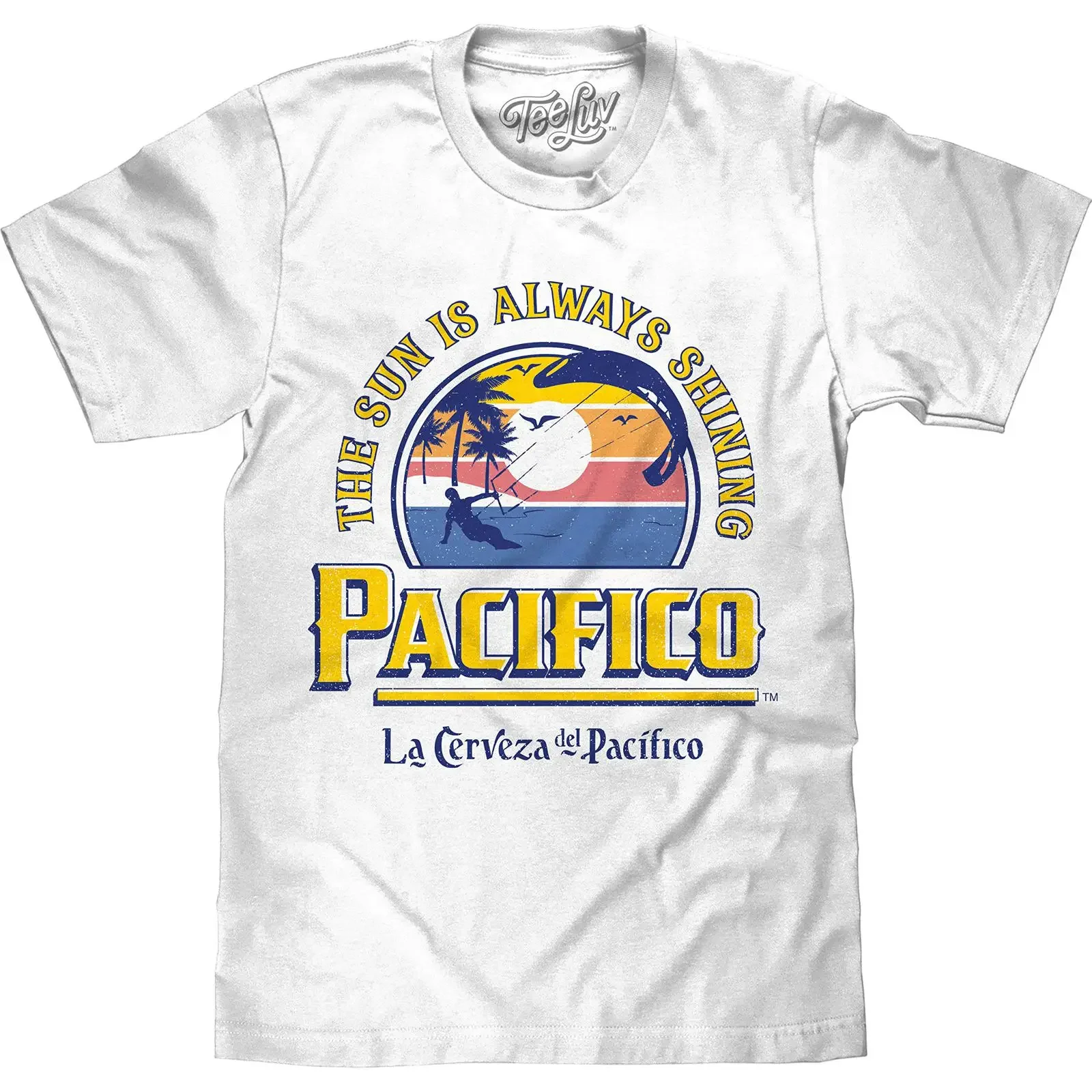 Camiseta Luv para hombre La Cerveza Del Pacifico, estilo vintage, ligeramente elegante, a la moda, elástica, streetwear para hombre