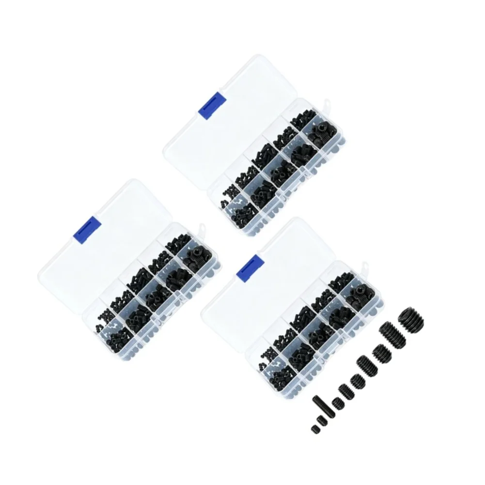 400Pcs Alloy Steel Socket Set Screw Assortment Kit Grub Screws For Machinery Furniture Assembly And Automotive Repair Hardware