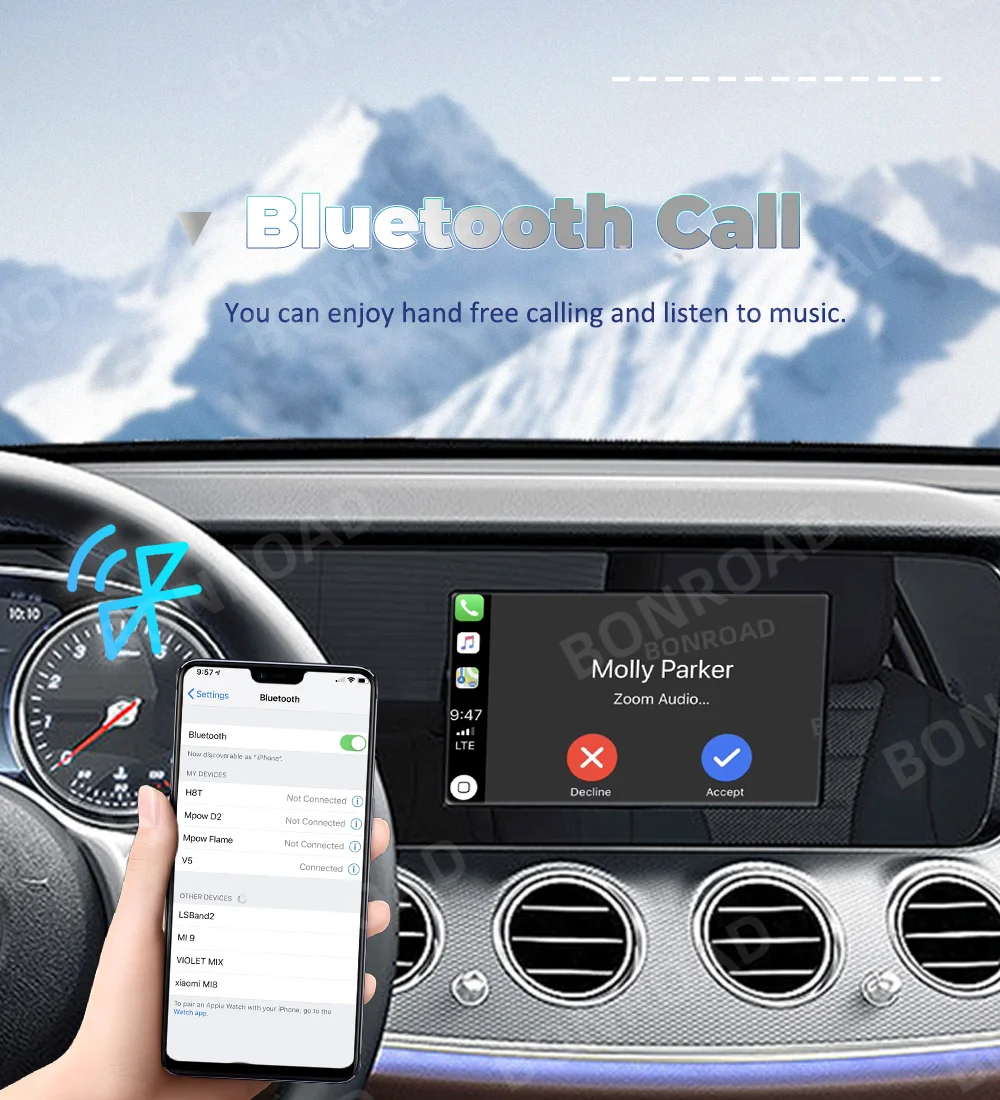 BONROAD Wireless CarPlay Android Auto Interface Smart Modul für Benz E W213 NTG 5.5 mit AirPlay Bluetooth Mirror Link Adapter – Detail 7