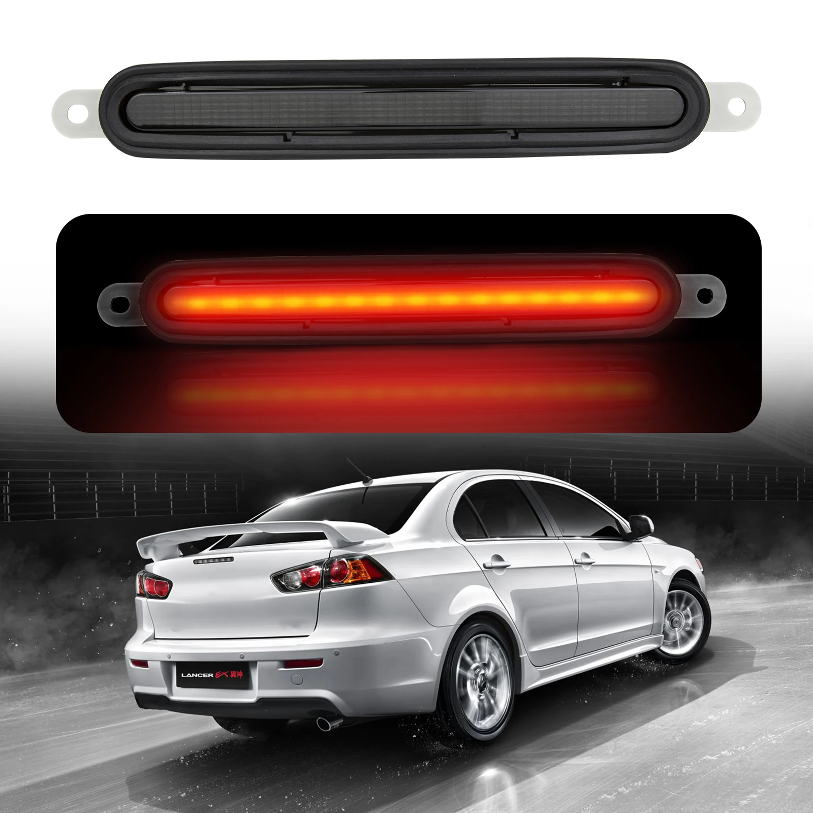 

LED Third Brake Light For Mitsubishi Lancer EVO 2008-2016 8334A08 Rubber Ring High Mount Stop Bake Light Fog Lamp Accessories