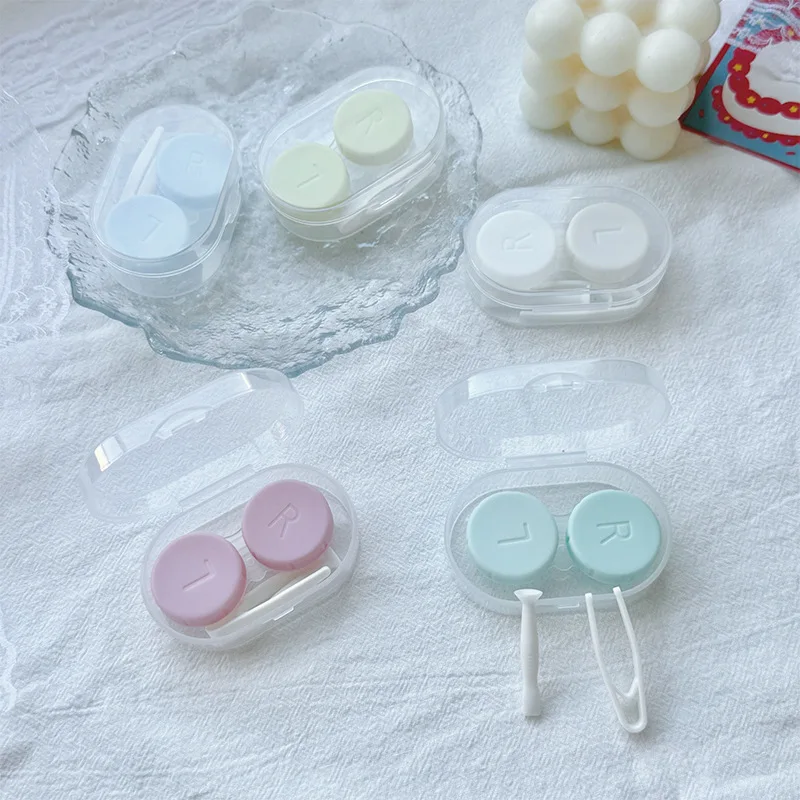 1 قطعة حافظة عدسات لاصقة ملونة كريمية للعيون طقم سفر حامل زجاجي عدسات لاصقة لمستحضرات التجميل حاوية علب ملحقات السفر #3
