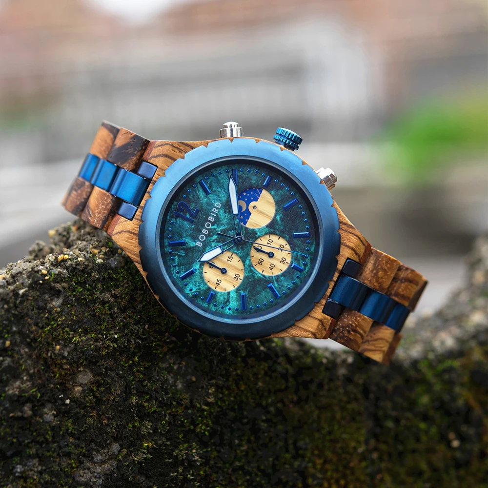 BOBO BIRD Men's Watches Niche Wooden Wristwatch Unique Quartz Watch for Men Chronograph Customized Drop Shipping