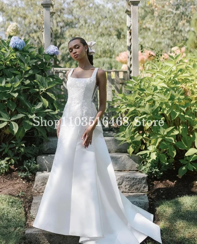 Vestidos De Novia elegantes con cuello Halter, Vestidos De Novia De lujo De satén De princesa con cordones, apliques De ensueño, tren dulce, 2024