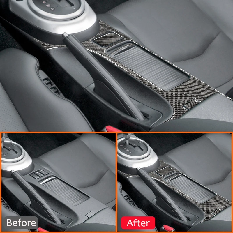 Car Interior For Nissan 350Z 2006-2009 Soft Carbon Fiber Central Control Storage Box Panel Frame Decorative Sticker Accessories