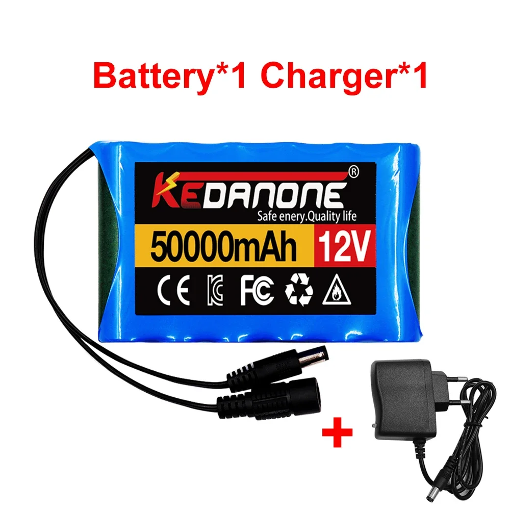 NEW Portable Super 12V 50000mah Rechargeable Lithium Ion Battery Pack Capacity DC 12.6v 30Ah CCTV Cam Monitor + Charger