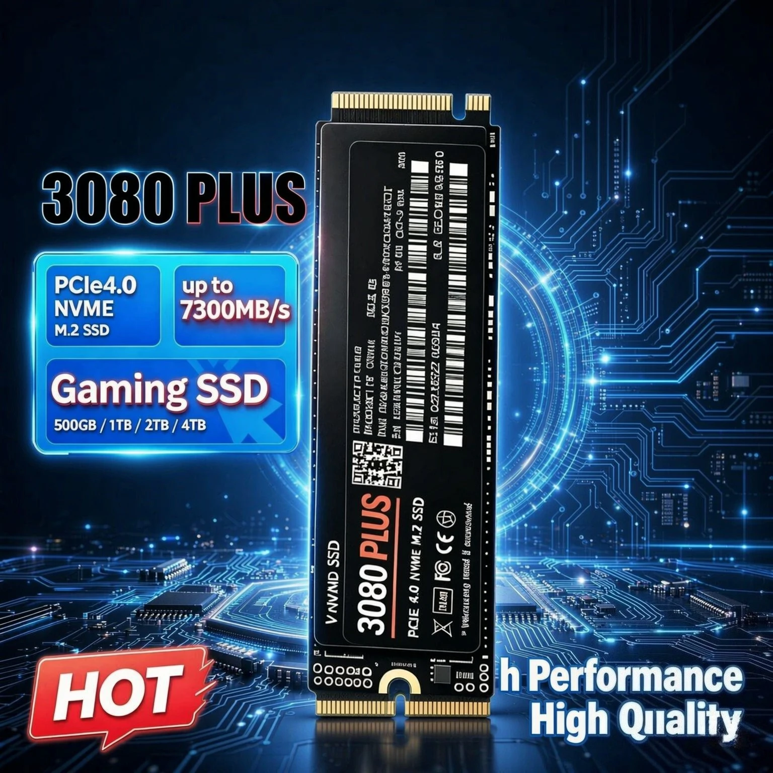 Original 3080 PLUS M.2 2280 PCIe 4.0 NVMe SSD Large Capacity Solid State Drive Fast Loading for Gaming PC Notebook 2TB 4TB