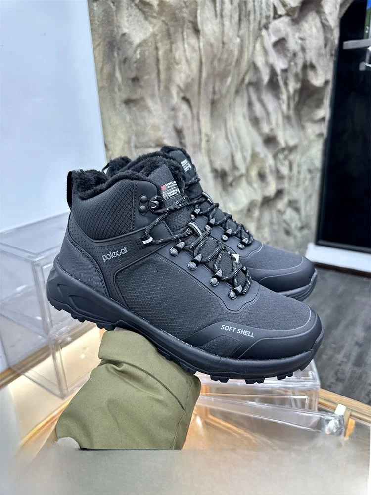 

Men's Winter High-Top Snow Boots Fleece-Lined Hiking Mountaineering Anti-Slip Outdoor Boots Warm Comfortable Casual Shoes