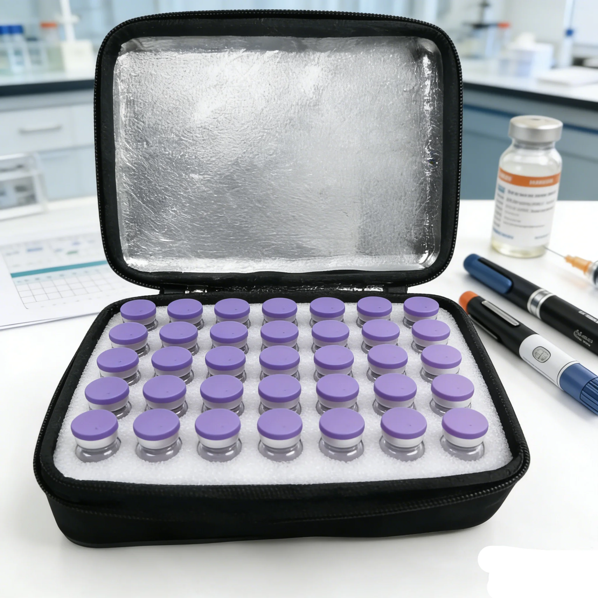Handheld Peptide Case Insulin Vial Holder 35/15 Slots for Standard 5/10ml Vial, colorful Option, Foam Protective, Sale Case Only image 3