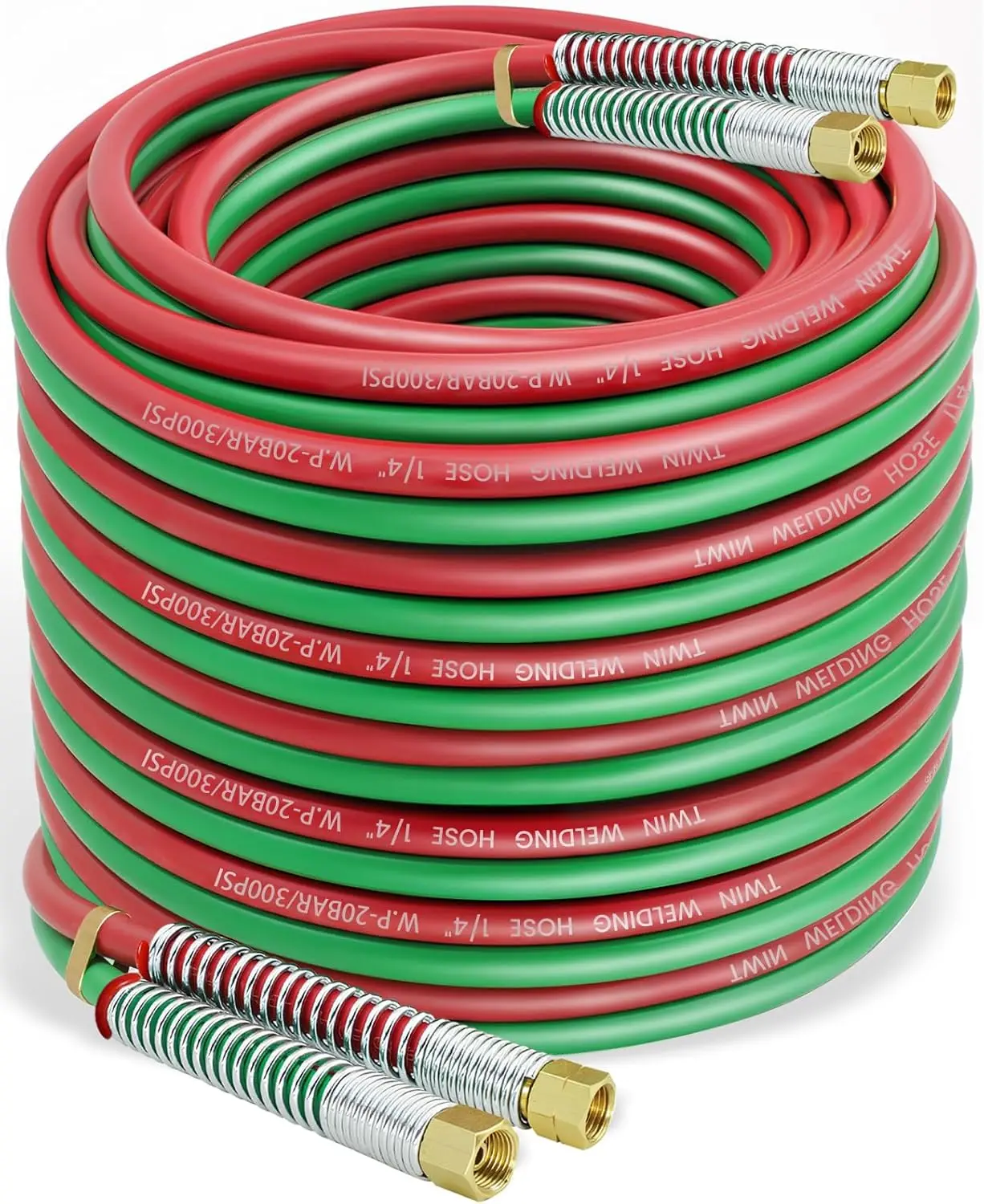 

100ft 1/4" Oxy Acetylene Welding Hose with Fittings - Twin-Line Torch for Cutting & Welding (300PSI/900PSI)