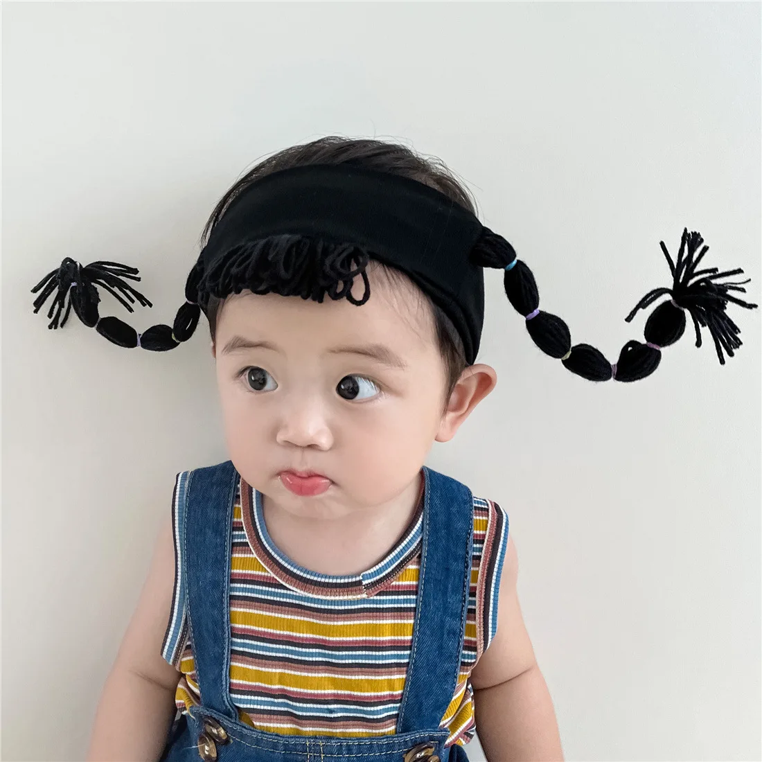 Children\'s Funny Hair Band Personality Trend Headband Korean Wig Braid Hair Accessories Black Super Cute Baby Girl Headwear