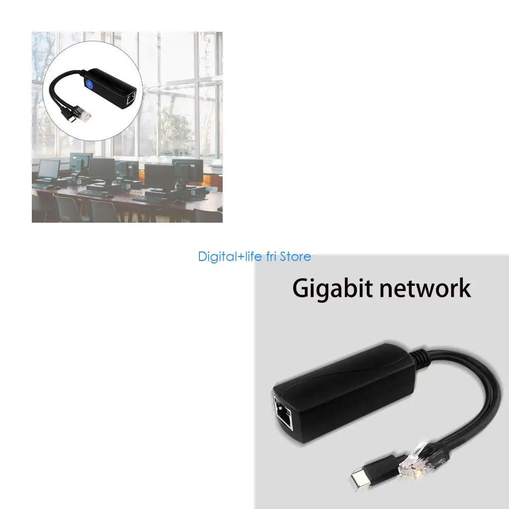 E06D Gigabit PoE Splitter 5V 3A IEEE 802.3af Standard 10/100Mbps for  4 IP Camera WiFi Tablet Power Over Ethernet