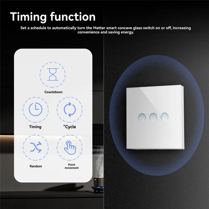 ABZW Tuya Matter Smart Switch Interruttore della luce tattile da parete Necessita di neutro per il controllo vocale dell'APP Alexa Google Home