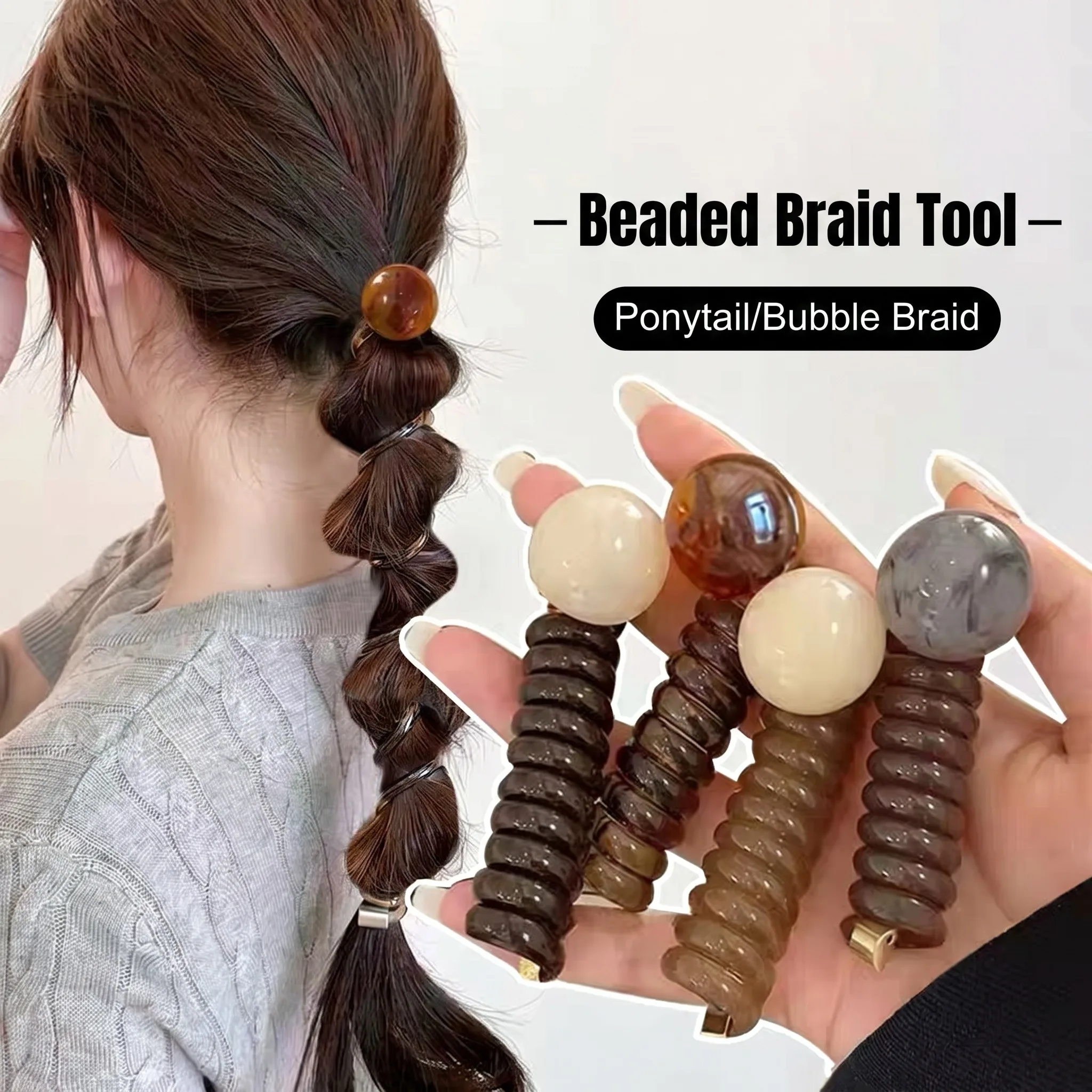 Vintage Ball Heart Straight Elastic Headband For Women Girls Ponytial Holder Hair Tie Scrunchie Hairband Hair Accessories