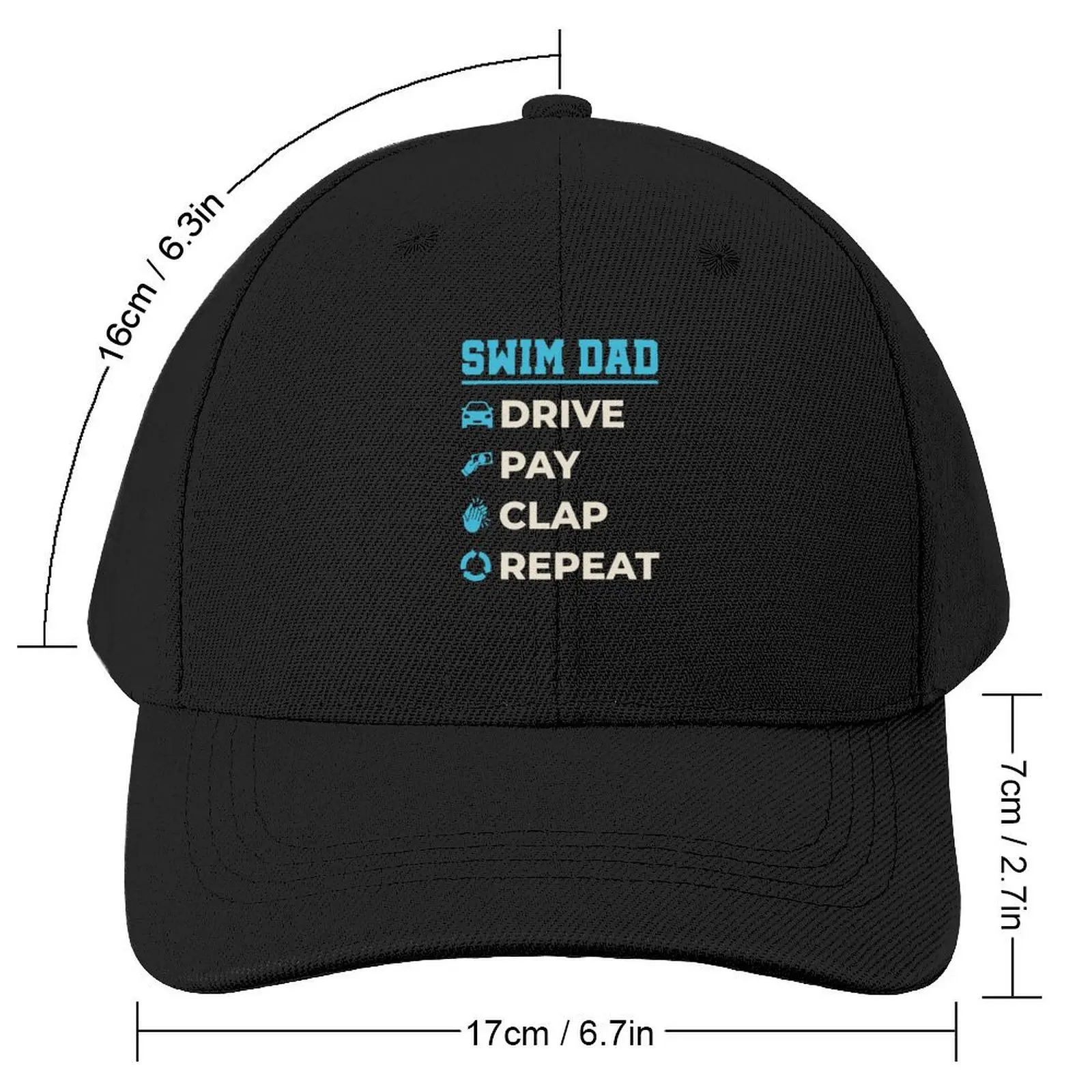 Swim Dad Drive Pay Clap Repeat Baseball Cap Anime Hat Fashion Beach Hat Beach black Hats For Men Women's