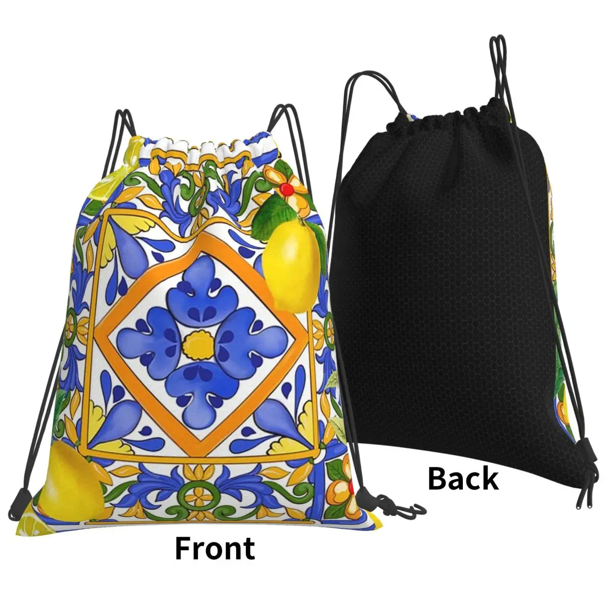 Summer ,Sicilian Tiles ,citrus,oranges Backpacks Fashion Drawstring Bags Sundries Bag Book Bags for Travel Students