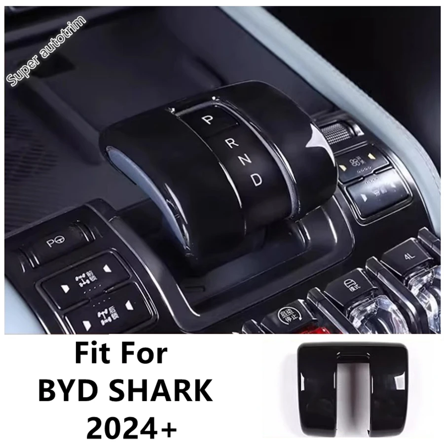 

For BYD SHARK 2024 2025 Car Gear Lever Shift Knob Head Decoration Cover Trim ABS Black / Carbon Fiber Look Interior Accessories